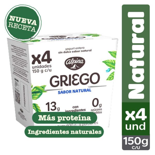 Yogurt griego ALPINA Natural x4und (564 ml)