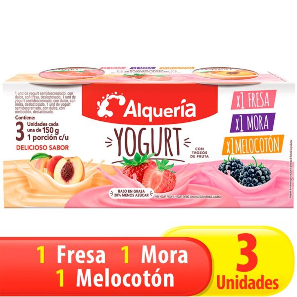 Pack yogurt ALQUERIA Fresa/Mora /Melo (424.5 ml)