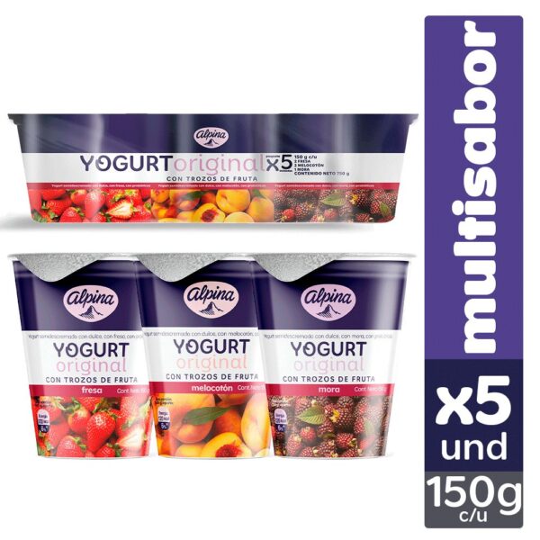 Yogurt ALPINA Original multisabor x5und vaso (706 ml)