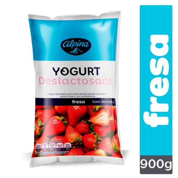 Yogurt ALPINA Deslactosado fresa bolsa (848 ml)