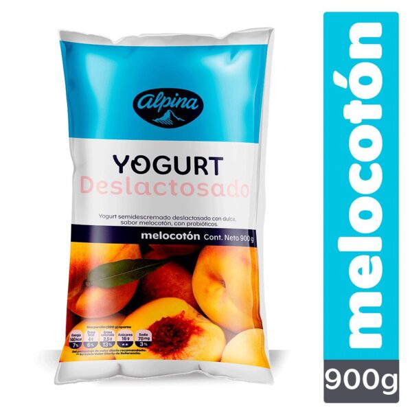 Yogurt ALPINA Deslactosado melocotón bolsa (848 ml)