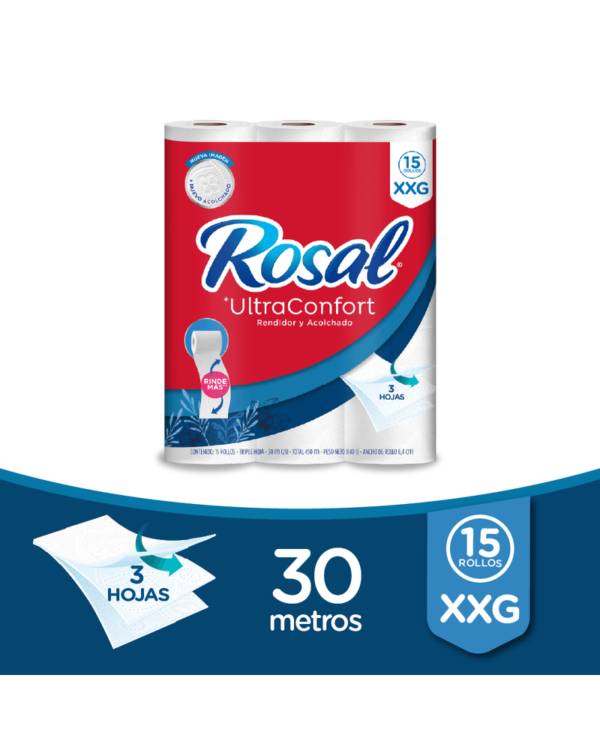 Papel Higiénico Rosal Triple Hoja 30 Mts X15 Unds