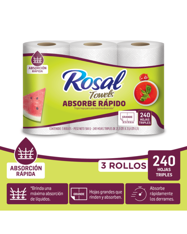 Toalla De Cocina Rosal 80 Hoja Triple X3 Unds