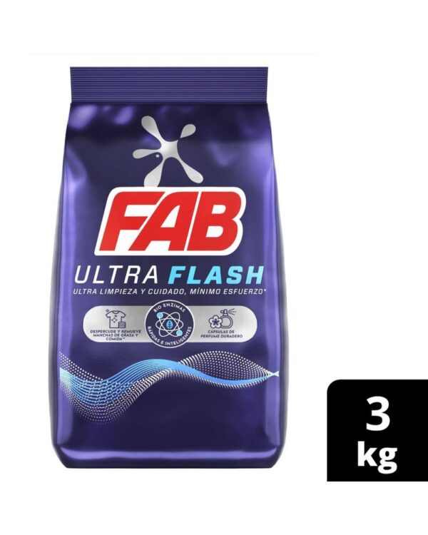 Detergente Polvo Fab Ultra Flash 3 Kg