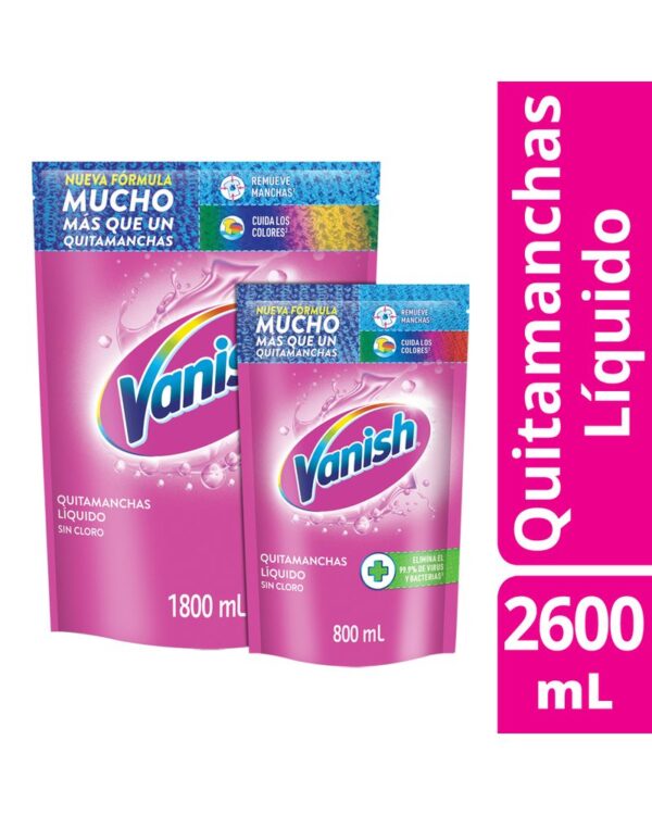 Quitamanchas Vanish Líquido Rosa 1.8L + 800ml