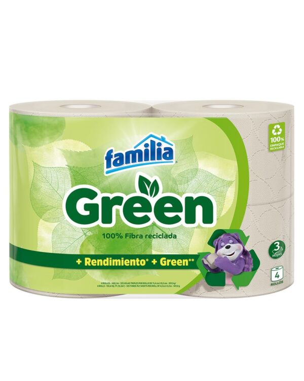 Papel Higiénico Familia Green Triple Hoja 37 Mts X4 Unds