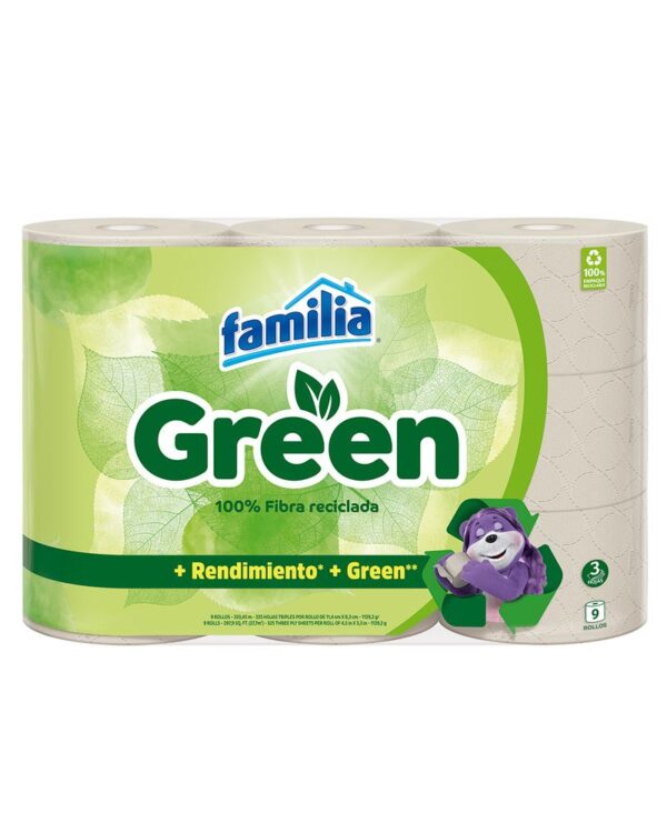 Papel Higiénico Familia Green Triple Hoja 37 Mts X9 Unds