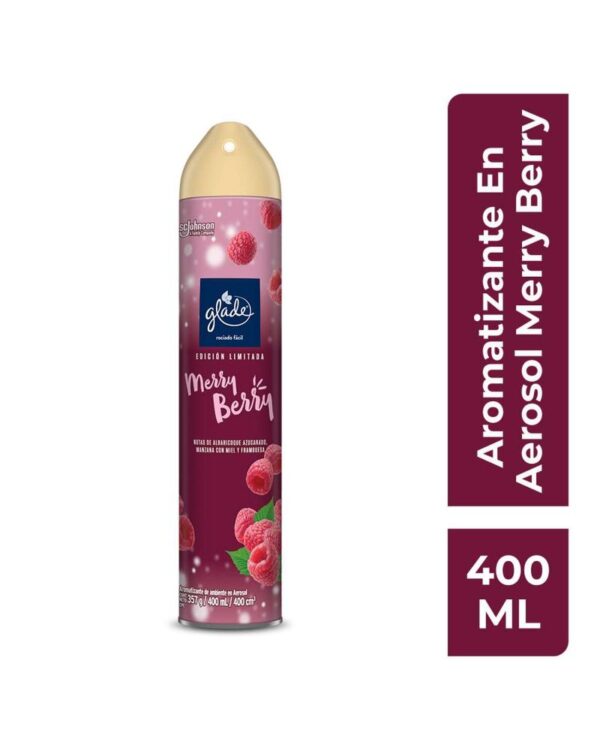 Ambientador Glade Aerosol Merry Berry Edición Limitada 400 Ml