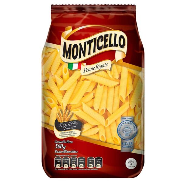 Pastas Monticello penne rigate x 500 g.