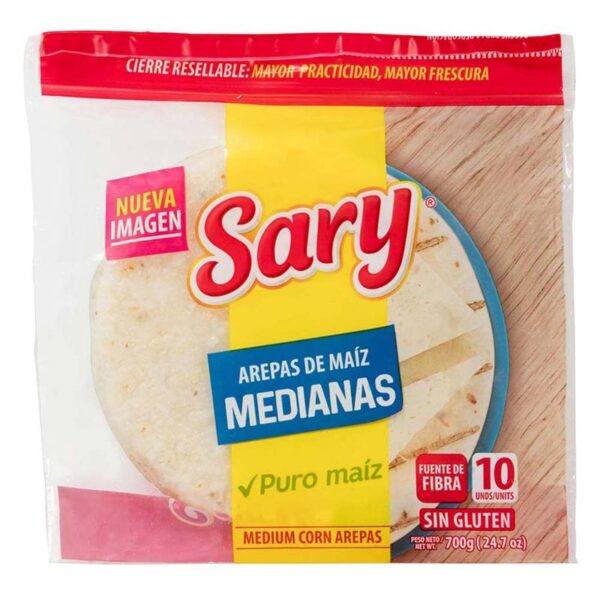 Arepas de maíz Sary medianas x10und x700g