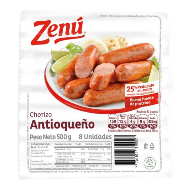 Chorizo antioqueño Zenú x8und x500g