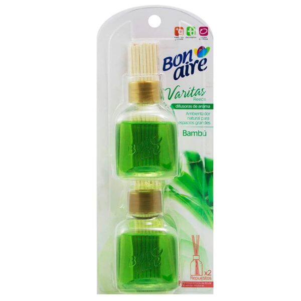 Ambientador Aire Varitas Bambú Bonaire 2 Repuestos x 80ml c-u