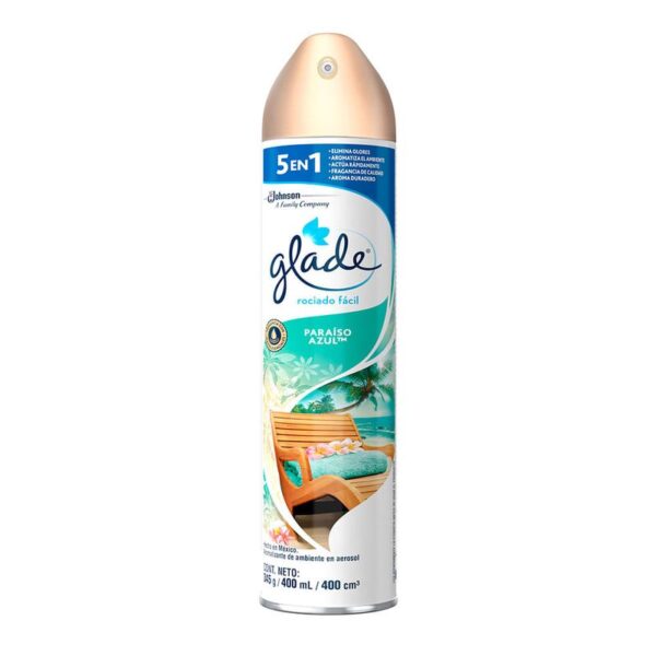 Aromatizante De Ambiente En Aerosol Paraíso Azul Rociado Fácil Glade x400mL