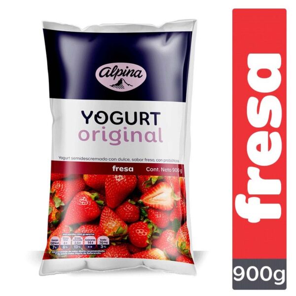 Yogurt Alpina fresa bolsa x900g