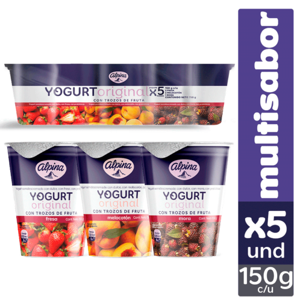 Yogurt Alpina original surtido x5und x150g c-u