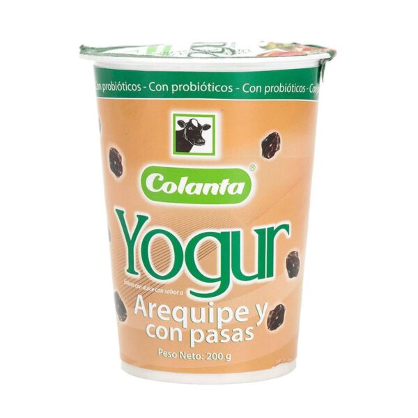 Yogurt Colanta arequipe y pasas vaso x200g