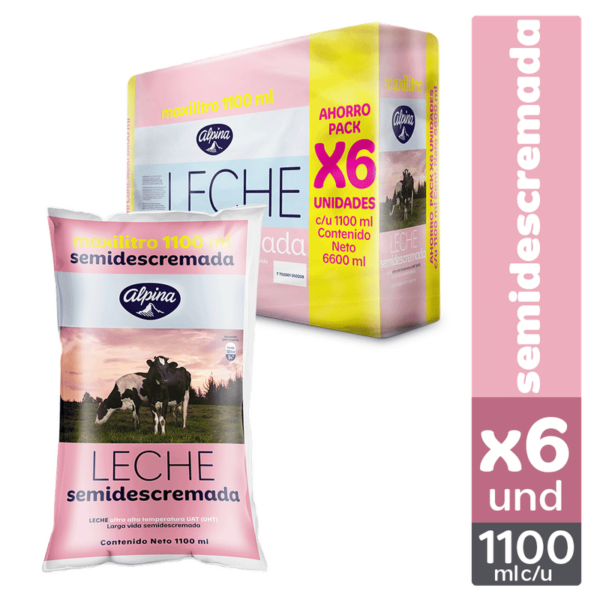 Leche semidescremada Alpina Fibra x6und x1.1L