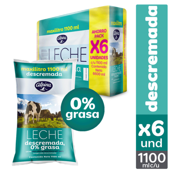 Leche descremada Alpina Fibra x6und x1.1L c-u