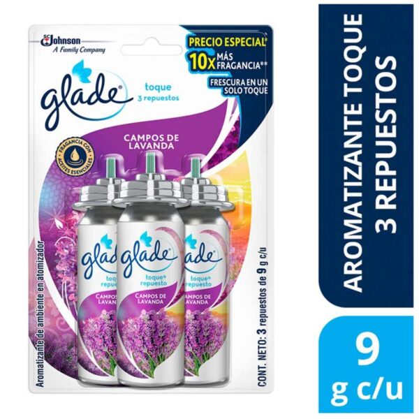 Eliminador De Olores Glade Lavanda Toque Repuesto x3 und x25g c-u