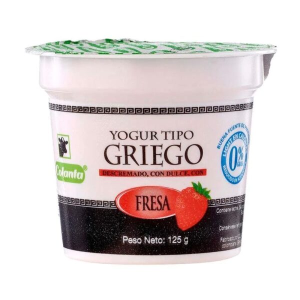 Yogurt griego Colanta fresa x125g