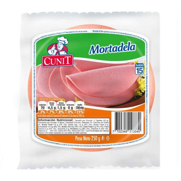 Mortadela de pollo Cunit 15 tajadas x250g