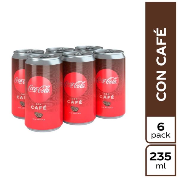 Bebida Gaseosa Coca Cola cafe lata x6und x235ml c/u