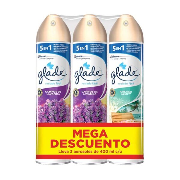 Ambientador Aerosol Glade 3 un. 400 ml