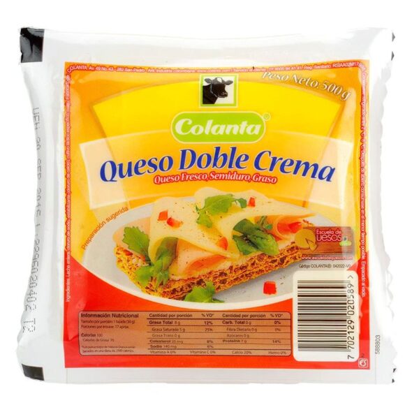 Queso doble crema Colanta bloque x500g