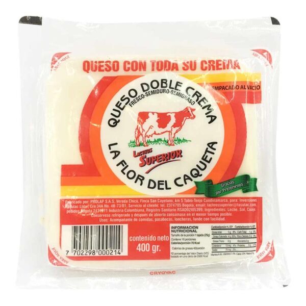 Queso doble crema La Flor Del Caquetá x400g