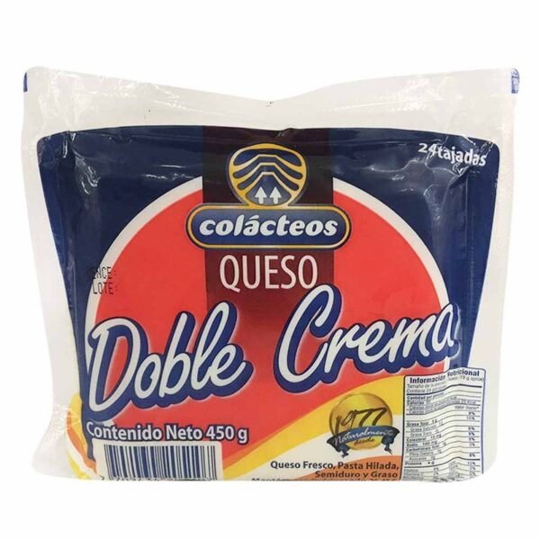 Queso doble crema Colácteos tajado x450g