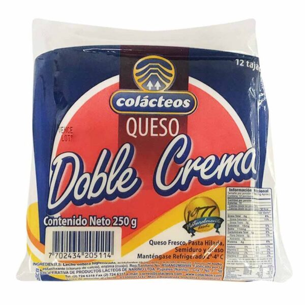 Queso doble crema Colácteos tajado x250g