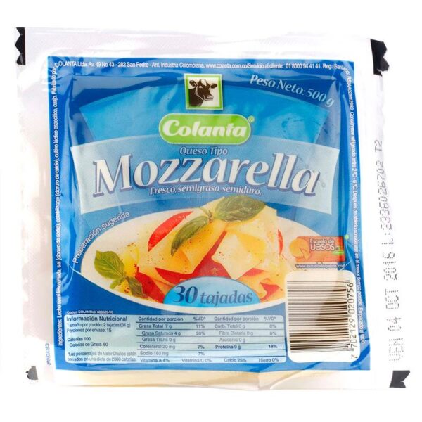 Queso mozzarella Colanta tajado x500g