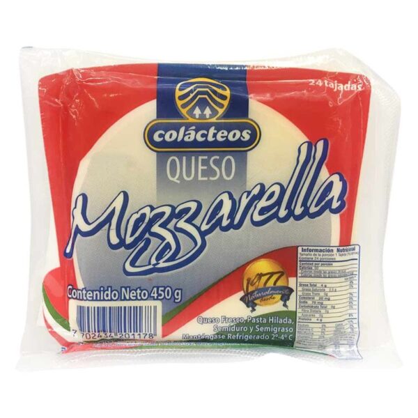 Queso mozzarella Colácteos tajado x450g