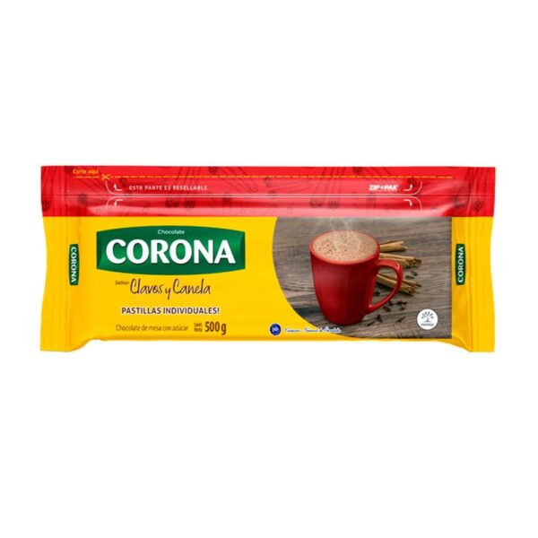 Chocolate Corona clavos y canela resellable 20 pastillas x500g