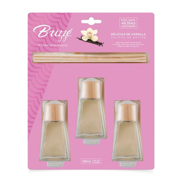 Ambientador delicias vainilla palitos Brizze x 3 und x 60 ml c-u