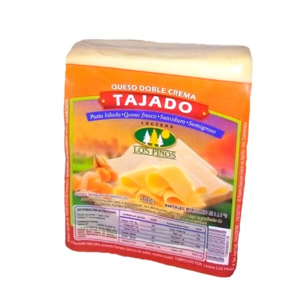 Queso doble crema Los Pinos tajado x500g