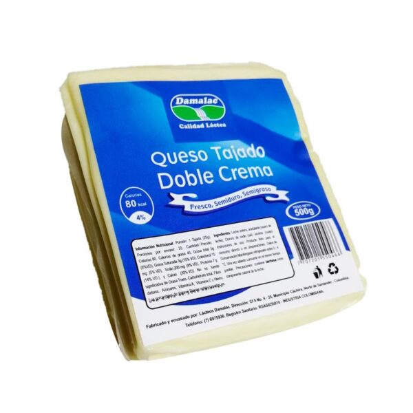 Queso doble crema Damalac tajado x500g