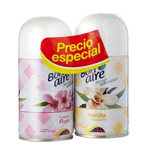 Ambientador Bonaire automático flor y vainilla x 2 und x 250ml