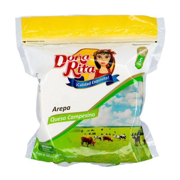 Arepas de maíz Doña Rita con queso campesino x5und x500g