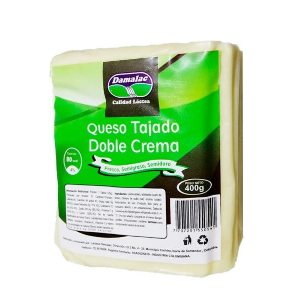 Queso doble crema Damalac tajado x400g