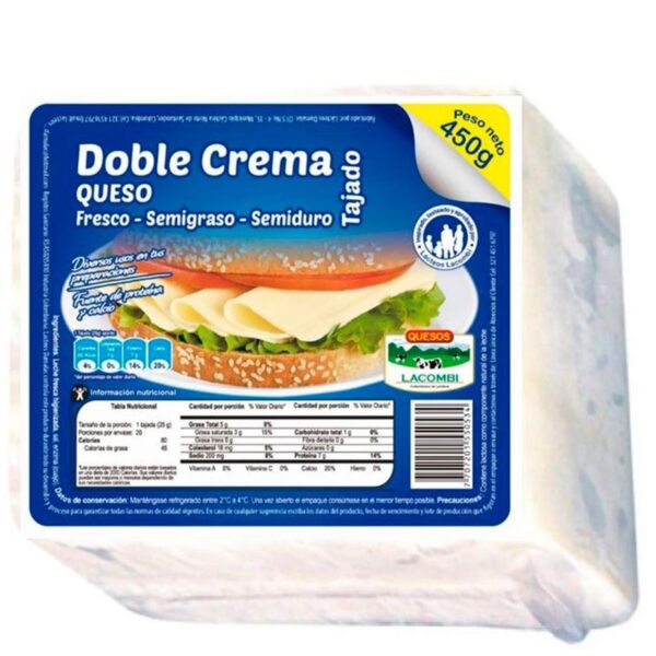 Queso doble crema La Combi tajado x450g