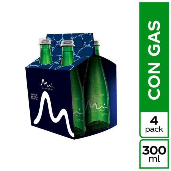 Agua Manantial con gas pet x4unds x300ml c-u