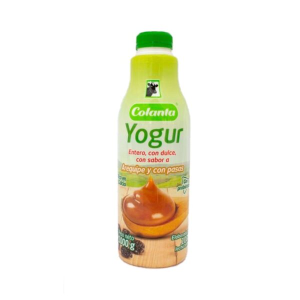 Yogurt Colanta arequipe y pasas botella x1000g