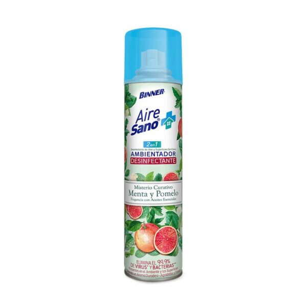 Ambientador desinfectante Binner Aire sano 2 en 1 menta pomelo x400ml