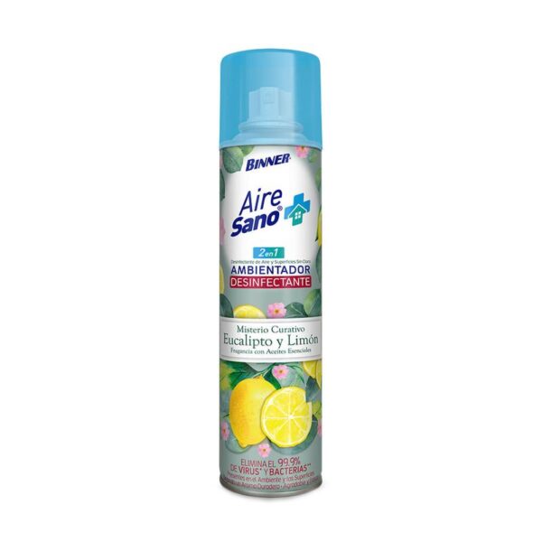 Ambientador desinfectante Binner Aire sano 2 en 1 eucalipto limón x400ml