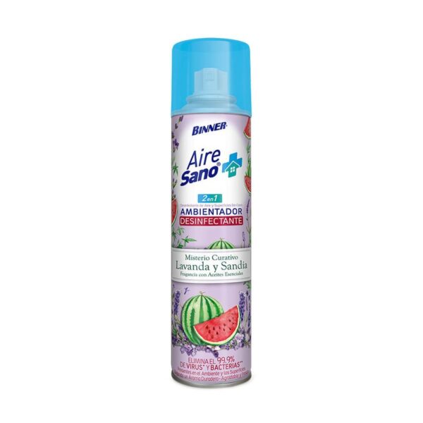 Ambientador desinfectante Binner Aire sano 2 en 1 lavanda sandia x400ml