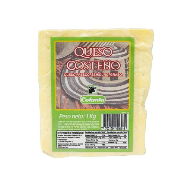 Queso costeño Colanta bloque x1000g