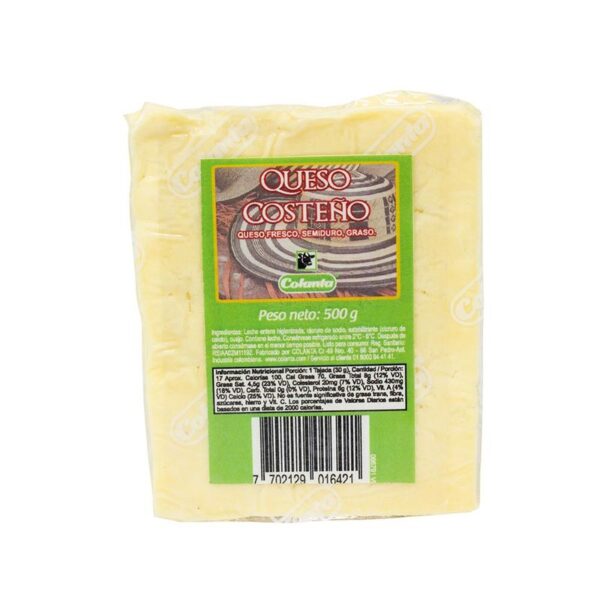 Queso costeño Colanta bloque x500g