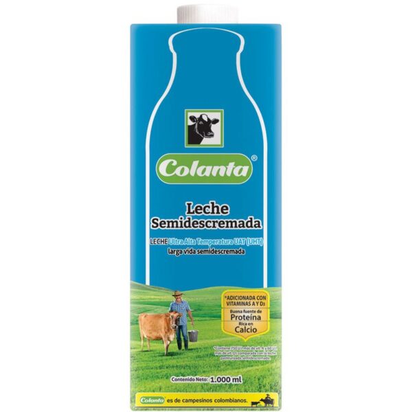 Leche semidescremada Colanta tretapack x1000ml