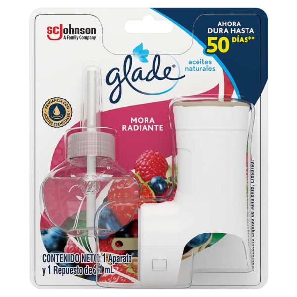 Aromatizante Glade Liquido Mora Aparato + Repuesto x21mL